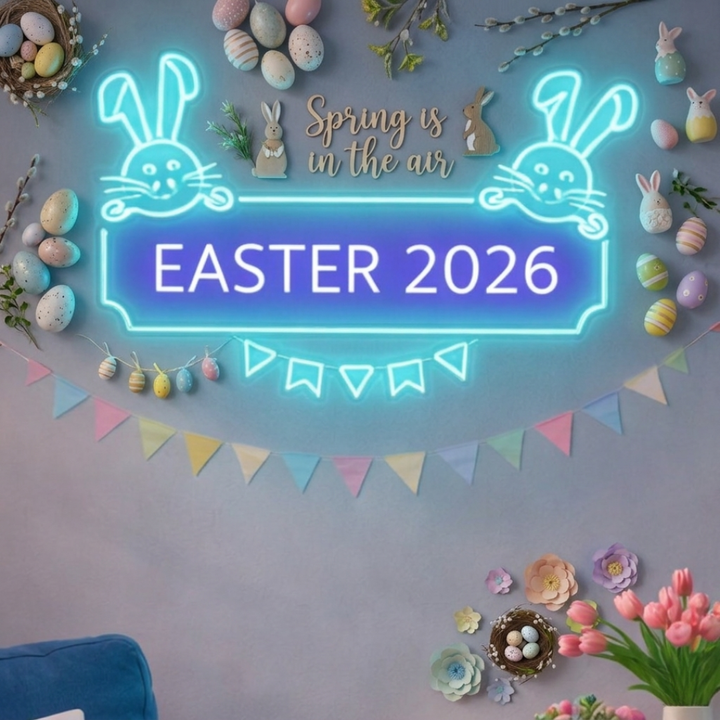 Easter 2026 Neon Sign LED decoration by Neon.Shop – colorful festive spring decor
