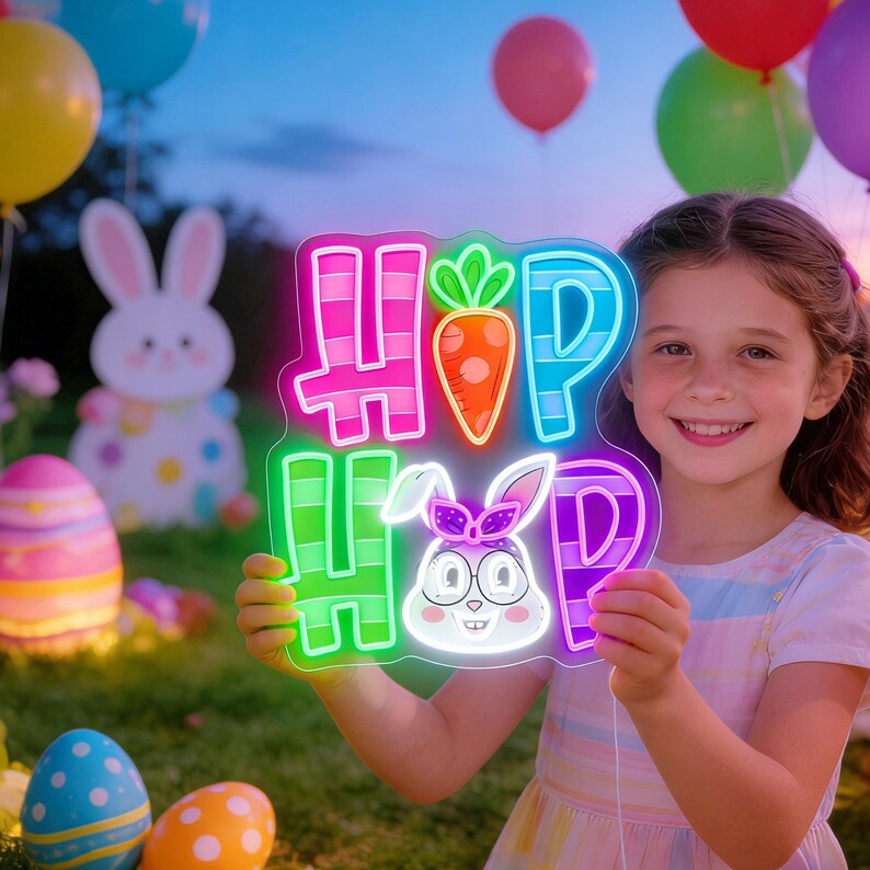Easter Day Party LED neon sign glowing on wall by Neon.Shop