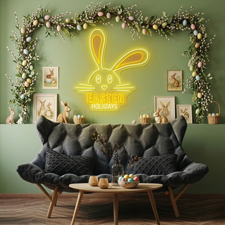 Easter Holidays LED Neon Sign glowing festive Easter message wall décor by Neon.shop
