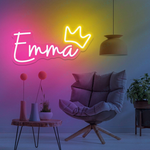 EMMA name LED neon sign glowing in bright modern lettering, personalized wall décor for bedroom, events, and gifts by Neon.Shop.