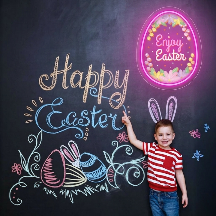 Enjoy Easter Egg UV Printed Neon Sign glowing LED wall décor by Neon.Shop