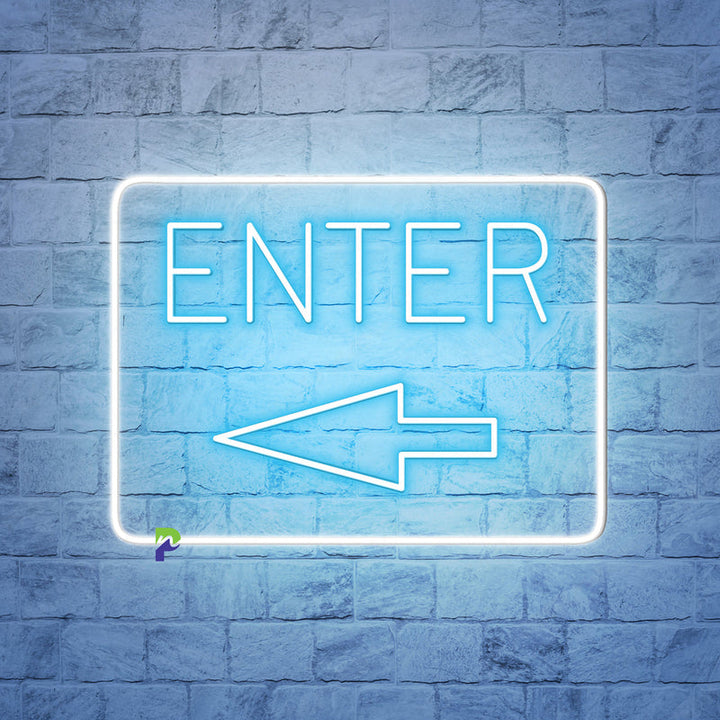 Enter with Arrow Business Neon Sign