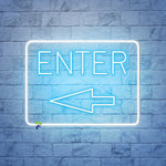 Enter with Arrow Business Neon Sign by Neon.Shop adding visibility and style to store, café, or office entrances