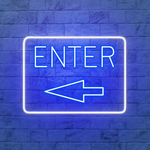 Enter with Arrow Business Neon Sign by Neon.Shop adding visibility and style to store, café, or office entrances