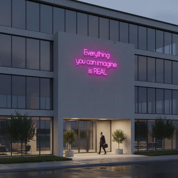 Everything You Can Imagine Is Real motivational LED neon sign for office, studio, or home décor by Neon.Shop.