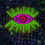 Evil Eye LED neon sign by Neon.Shop glowing on a wall as modern, protective, and stylish neon décor