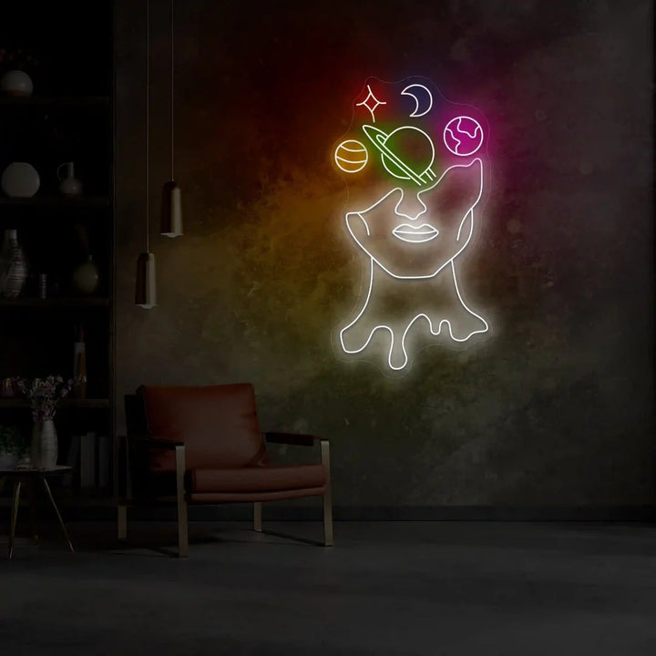 Face Star Neon Artwork | Illuminate Your Space with Brilliance