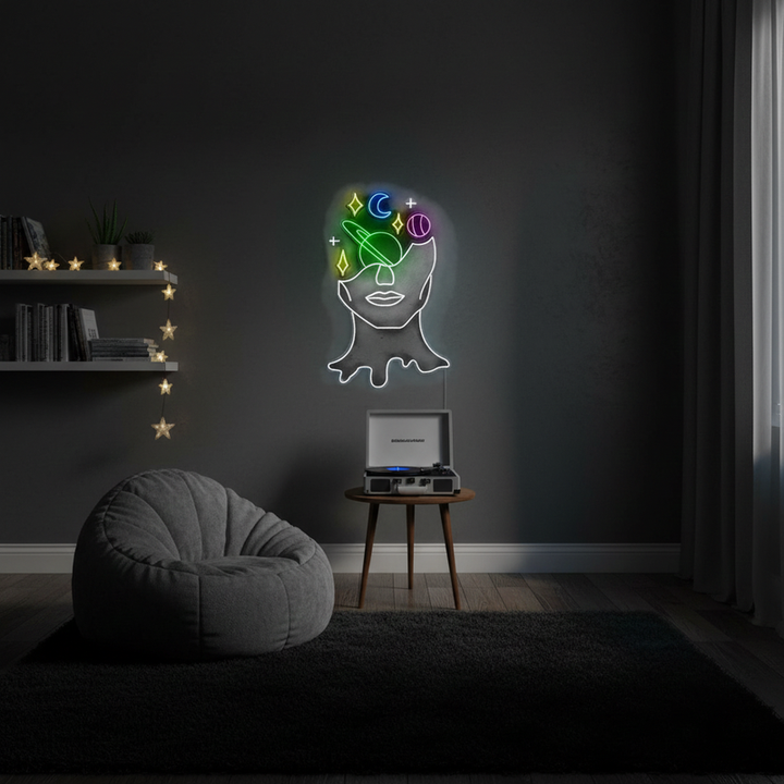 Face Star Neon Artwork | Illuminate Your Space with Brilliance