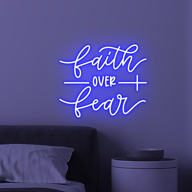 Faith Over Fear LED neon sign for office décor by Neon.Shop