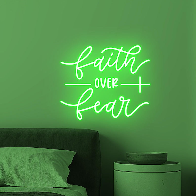 Faith Over Fear LED neon sign for office décor by Neon.Shop