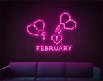 February” Valentine’s Day LED neon sign glowing in warm pink and red tones, perfect for love-themed décor by Neon.Shop
