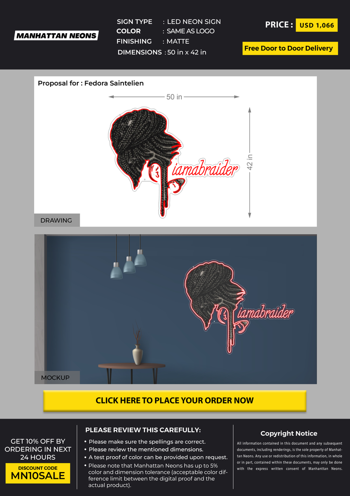 LED Neon Sign for Fedora Saintelien