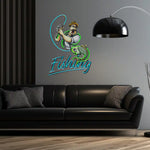 Ferocious fisherman UV art LED neon sign adventurous wall décor by Neon.Shop