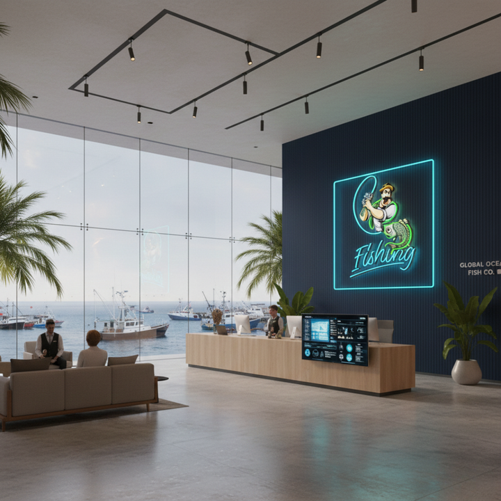 Ferocious fisherman UV art LED neon sign adventurous wall décor by Neon.Shop