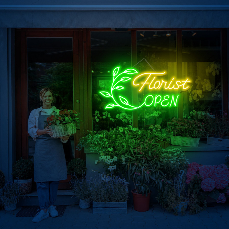 Florist Open business neon sign by Neon.Shop for shops and garden centers