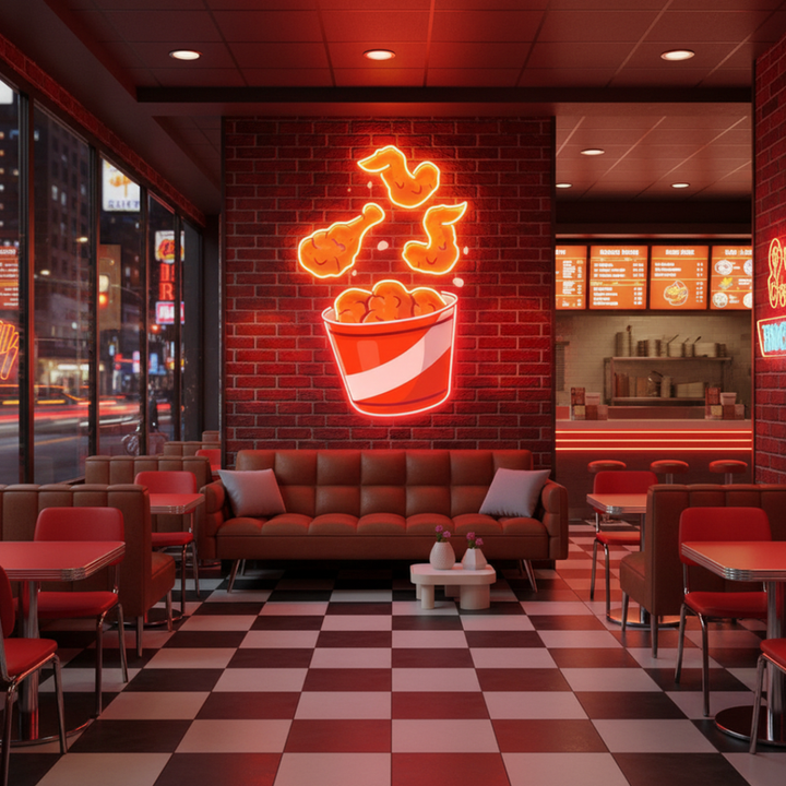 Flying Fried Chicken UV Art LED Neon Sign