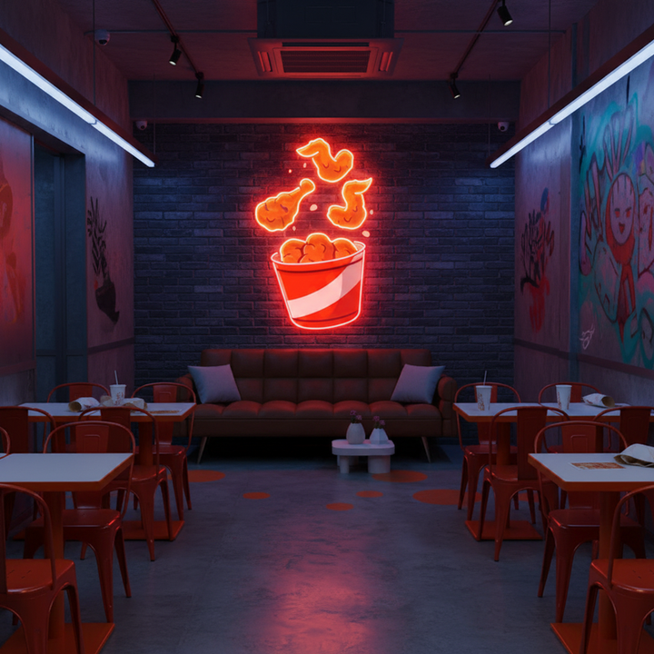 Flying Fried Chicken UV Art LED Neon Sign