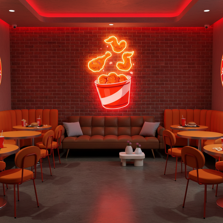 Flying Fried Chicken UV Art LED Neon Sign