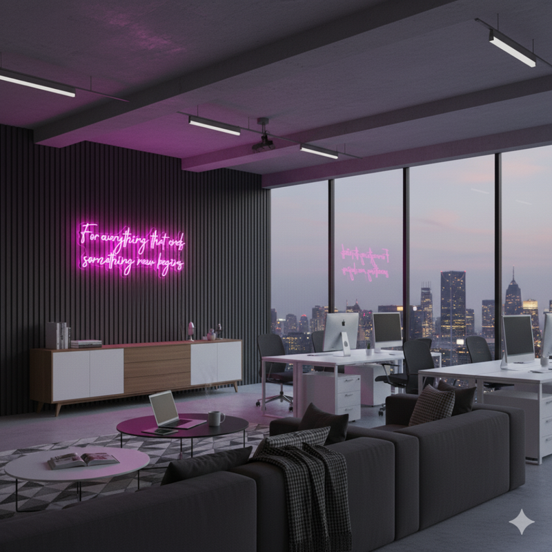 For Everything That Ends Something New Begins” Inspirational Neon Sign by Neon.Shop – LED wall décor for positivity and modern interiors