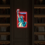Freedom UV Art LED Neon Sign glowing with vibrant UV art, empowering LED wall décor by Neon.Shop