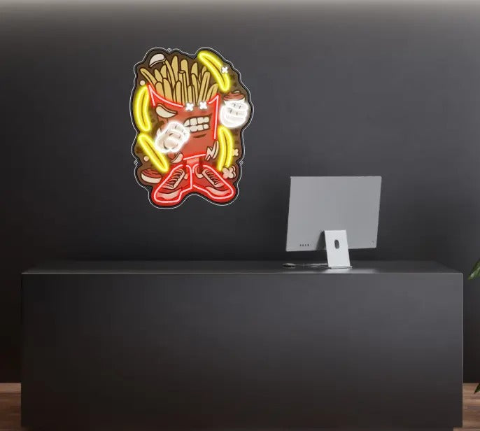 French Fries Cartoon UV Light | Neon Art & Easy Install