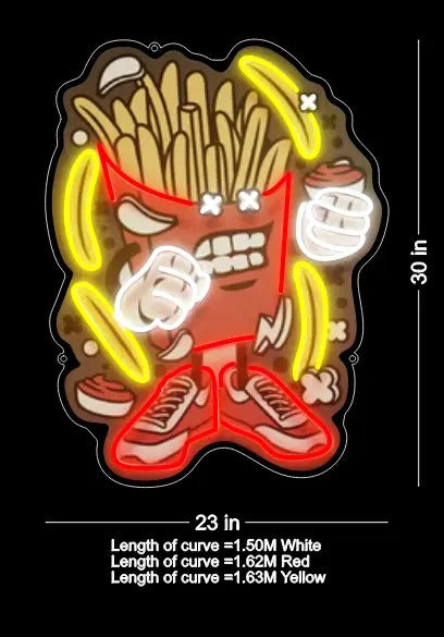 French Fries Cartoon UV Light | Neon Art & Easy Install