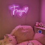 Freya Name LED Neon Sign in customizable LED tubing, personalized wall-mounted name light décor by Neon.Shop for bedrooms, events, and gifts.