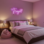 Freya Name LED Neon Sign in customizable LED tubing, personalized wall-mounted name light décor by Neon.Shop for bedrooms, events, and gifts.
