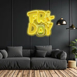 Friday UV Art LED Neon Sign with bright UV art glow, fun and energetic LED wall décor by Neon.Shop