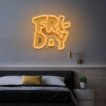 Friday UV Art LED Neon Sign with bright UV art glow, fun and energetic LED wall décor by Neon.Shop