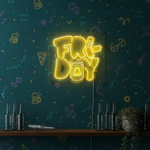 Friday UV Art LED Neon Sign with bright UV art glow, fun and energetic LED wall décor by Neon.Shop
