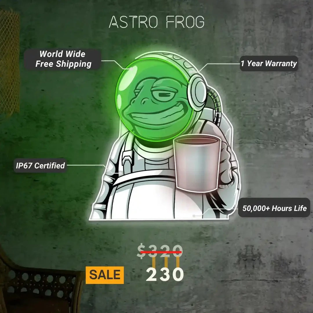Frog Astronaut Star LED Neon Art | Light Up Your Space