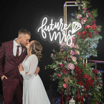 Future Mrs wedding LED neon sign glowing on bridal shower backdrop – Neon.Shop