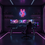 Game Hands UV Art LED neon sign glowing on gaming room wall by Neon.Shop