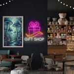Gift Shop Business Neon Sign by Neon.Shop, bright LED neon for storefronts, perfect for attracting customers and enhancing visibility day and night.
