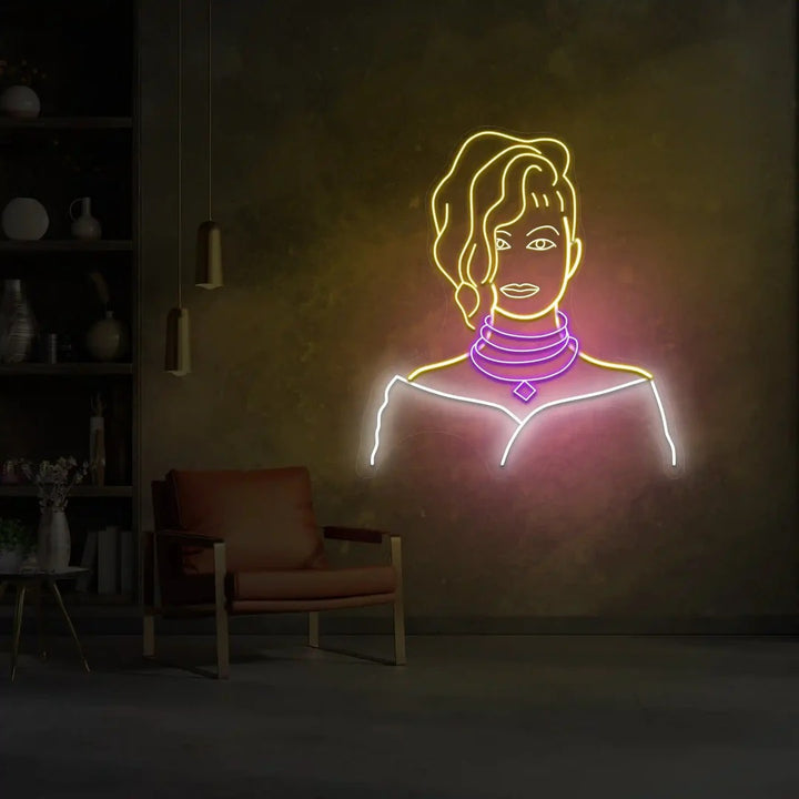 Girl Face UV Light | Neon Art for Modern Decor