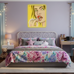 Girl facial expression UV art LED neon sign glowing wall décor by Neon.Shop