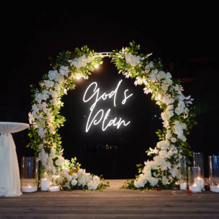 Inspirational God’s Plan LED neon sign for wedding decor Neon.Shop