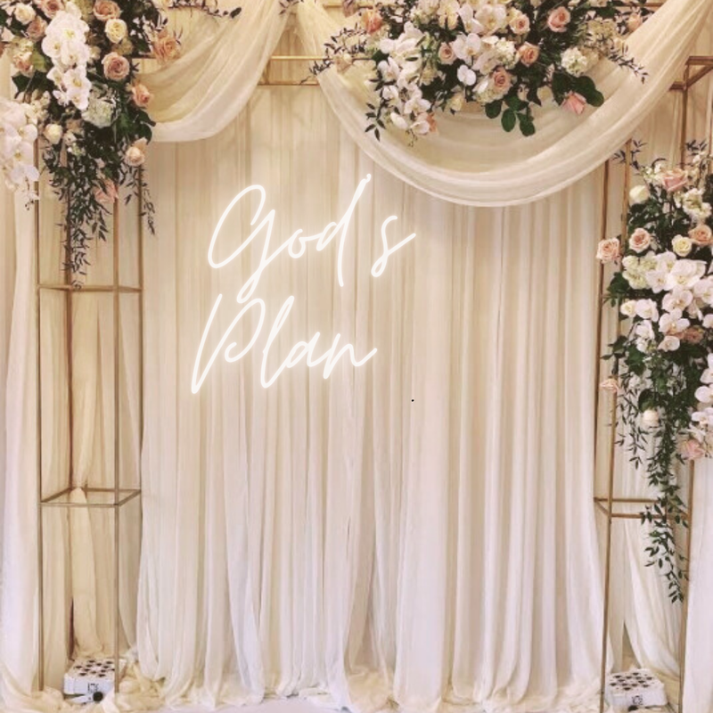 Inspirational God’s Plan LED neon sign for wedding decor Neon.Shop