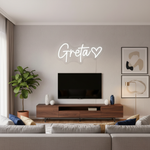 Greta LED Neon Sign by Neon.Shop, personalized illuminated name light for bedrooms, events, parties, and home décor