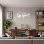 Greta LED Neon Sign by Neon.Shop, personalized illuminated name light for bedrooms, events, parties, and home décor