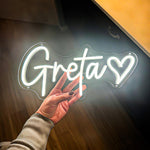 Greta LED Neon Sign by Neon.Shop, personalized illuminated name light for bedrooms, events, parties, and home décor