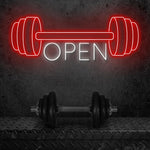 Gym Open LED Neon Sign by Neon.Shop enhancing visibility and style for fitness centers