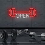 Gym Open LED Neon Sign by Neon.Shop enhancing visibility and style for fitness centers