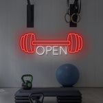 Gym Open LED Neon Sign by Neon.Shop enhancing visibility and style for fitness centers
