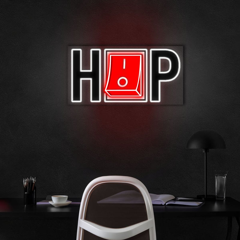 HIPHOP UV Art LED Neon Sign glowing with vibrant UV art, urban music-themed LED wall décor by Neon.Shop