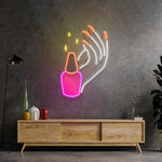 Hand Care UV Art LED Neon Sign with vibrant UV art glow, stylish LED wall décor promoting wellness by Neon.Shop