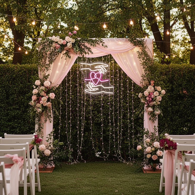 Hand of Love LED neon sign for reception stage decoration – Neon.Shop