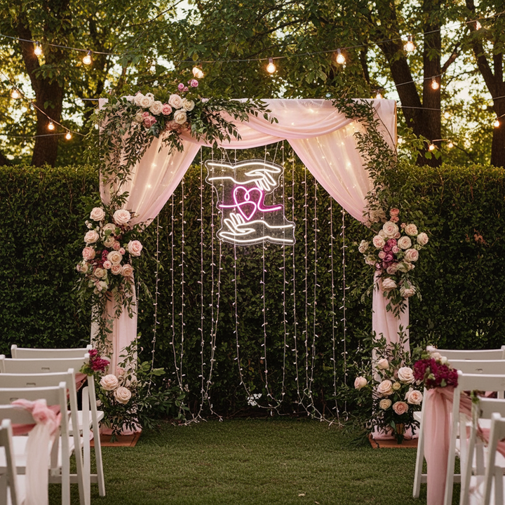 Hand of Love LED neon sign for reception stage decoration – Neon.Shop
