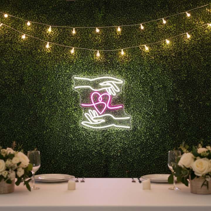 Hand of Love LED neon sign for reception stage decoration – Neon.Shop